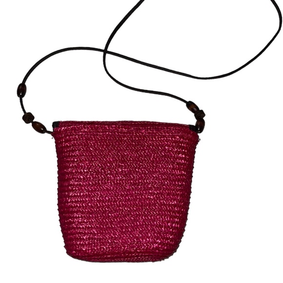 Pink Straw Crossbody Bag - Picture 2 of 4